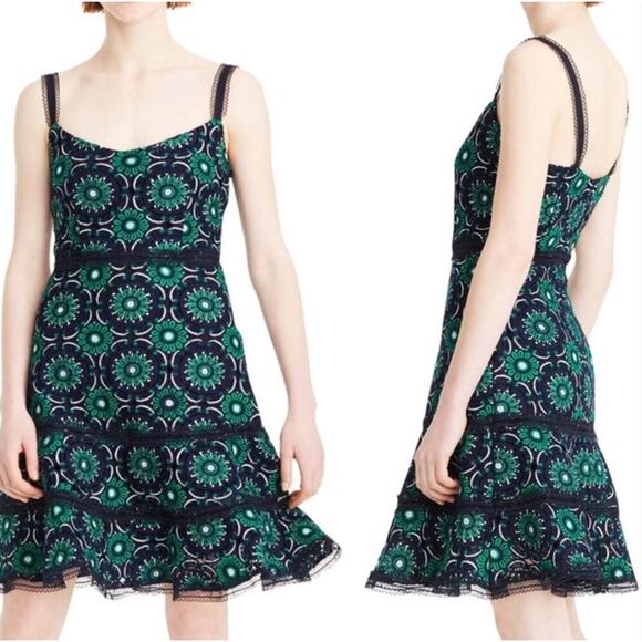 J. Crew Eyelet Tiered Floral Embroidered Dress Mini Women’s 6 Navy Old Money - Picture 4 of 11